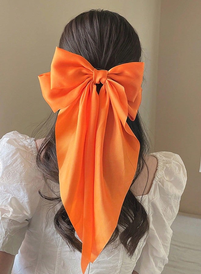 Ayesha Orange Hair Bows for Women,Big Satin Hair Bows Clips Orange Hair Accessories for Thanksgiving Women Girls - Image 4